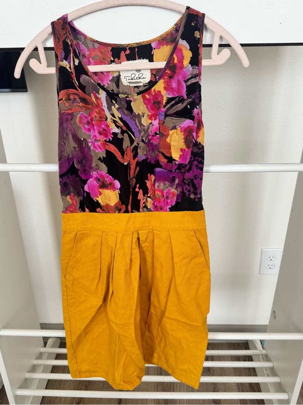 Tabitha Floral Tank Dress in Black, Pink & Mustard